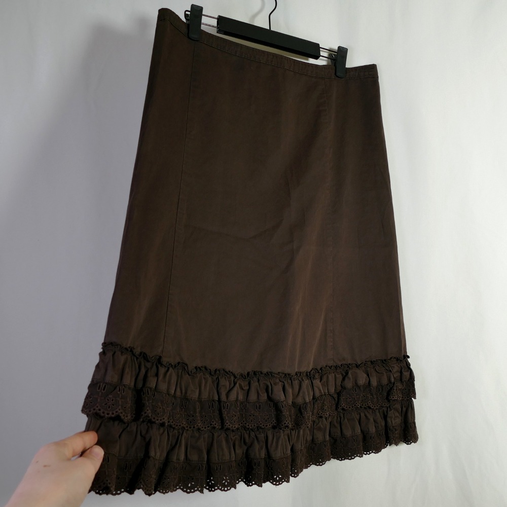 Vintage J Crew Boho Western Ruffle Lace Midi Skirt Size XS Whimsigoth Equestrian